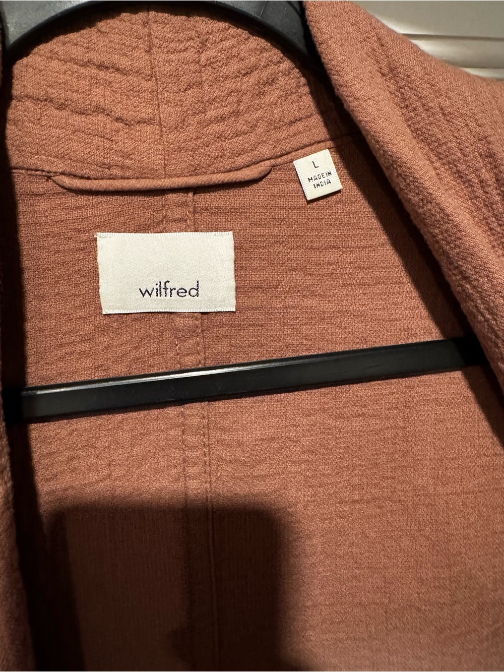 Aritzia Wilfred Lenglen Cotton Gauze Kimono Cardigan Jacket Brown Rust Blush Lg - Picture 4 of 6